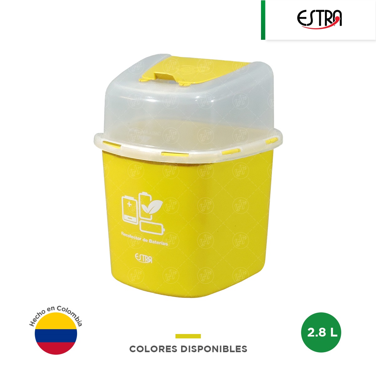 contenedor para pilas usadas amarillo 2 8 l estra 002
