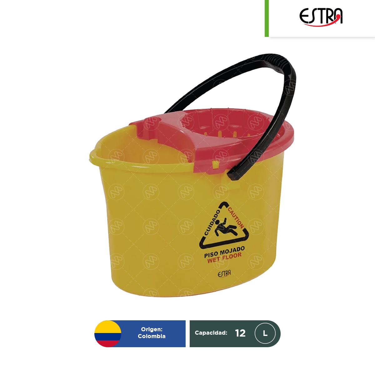 cubeta con escurridor estra mr 12 l amarilla 001